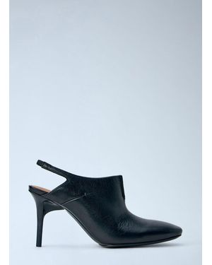 CAPASA MILANO Leather Slingback Mules - Gray