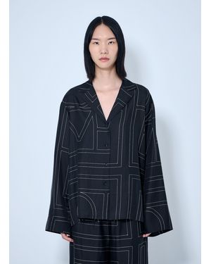 TOTEME Monogram Silk Pj Shirt - Blue