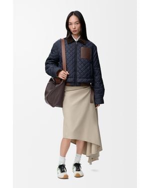 Loewe Contrast-Collar Logo-Patch Quilted Jacket - Blue