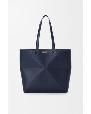 Loewe Medium Horizontal Puzzle Fold Tote - Blue