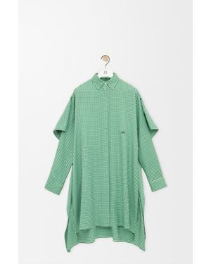 Loewe Vestido Tipo Capa En Seda Mujer - Verde