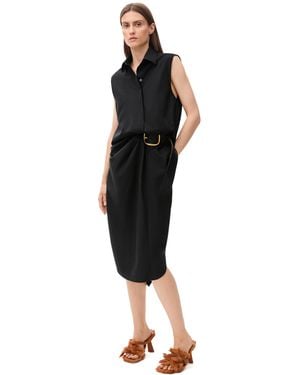 Loewe Luxury Belted Dress In Wool - Black