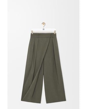 Loewe Pantalón Cropped Cruzado En Lana Mujer - Verde