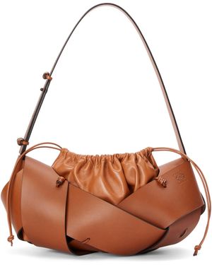 Loewe Luxury Interlaced Hobo Bag - Brown