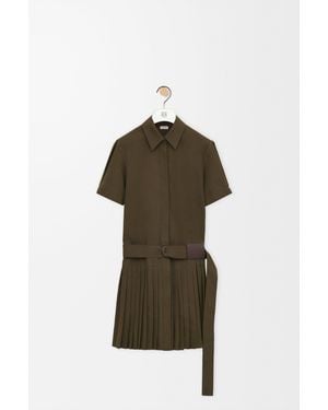 Loewe Vestido Plisado En Mezcla De Algodón Mujer - Verde