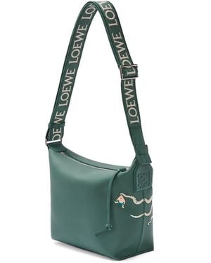 Loewe Octopus Small Cubi Crossbody Bag In Classic Calfskin - Green