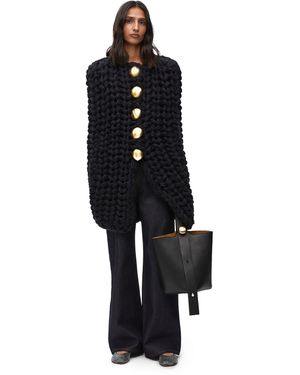 Loewe Sleeveless Cape In Wool - Black