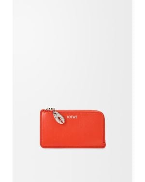 Loewe Tarjetero-Monedero Claw En Piel De Cordero Brillante Mujer - Rojo