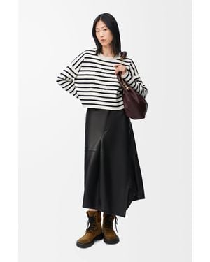 Loewe Luxury Asymmetric Skirt In Satin Nappa Lambskin - White