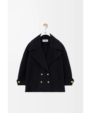 Loewe Luxury Pebble Peacoat In Wool For - Blue
