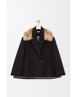 Loewe Abrigo Corto En Lana Y Cashmere Mujer - Negro