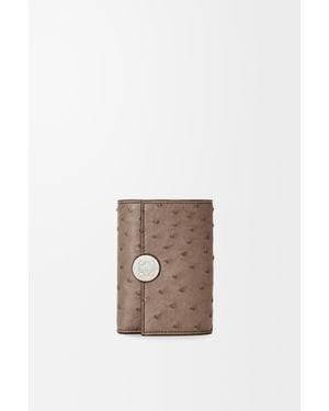 Loewe Cartera Vertical Pequeña Pebble En Piel De Avestruz Mujer - Blanco