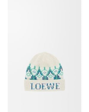 Loewe Gorro En Mezcla De Lana Mujer - Azul