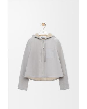 Loewe Shearling Hoodie Jacket - White
