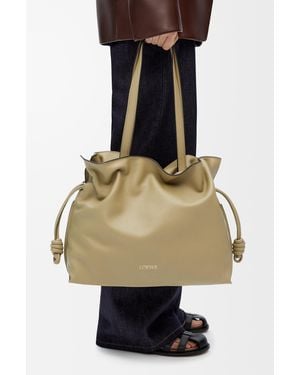 Loewe Large Flamenco Clutch In Nappa Calfskin - Natural