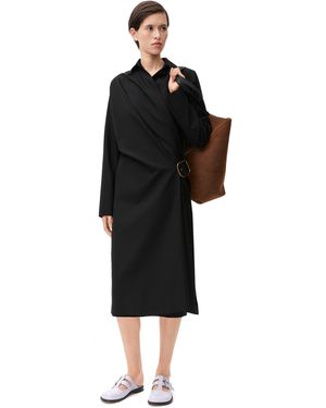 Loewe Luxury Belted Dress In Wool - Black