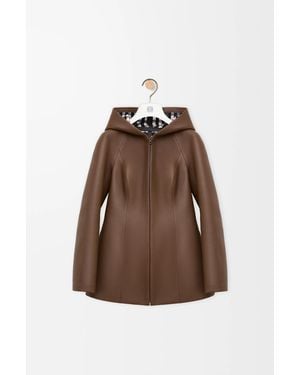 Loewe Chaqueta Con Capucha En Piel Napa De Cordero Mujer - Marrón