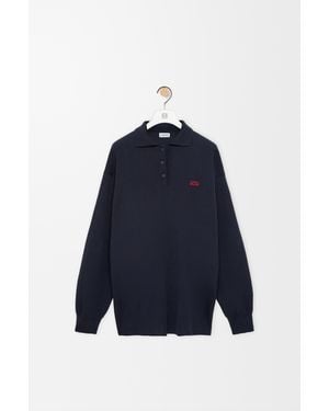 Loewe Jersey Polo En Mezcla De Cashmere Y Seda Mujer - Azul