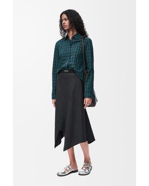 Loewe Luxury Asymmetric Skirt In Wool And Cashmere - Blue