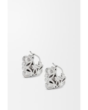 Loewe Pendientes De Aro Anagram Bombé En Plata De Ley Mujer - Blanco