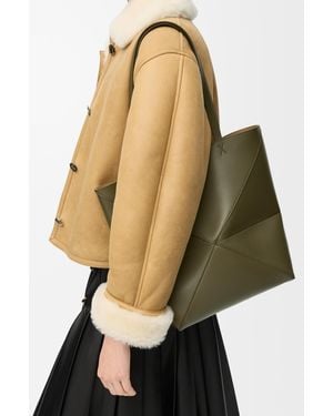 Loewe Luxury Medium Puzzle Fold Tote In Shiny Calfskin - Multicolor