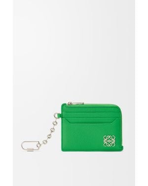 Loewe Tarjetero-Monedero Cuadrado Anagram En Piel De Cuero Graneada Mujer - Verde