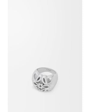 Loewe Anillo Tipo Sello Anagram Bombé En Plata De Ley Mujer - Blanco