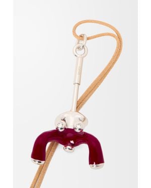Loewe Luxury Seated Acrobat Pendant In Sterling Silver And Crystals - Red