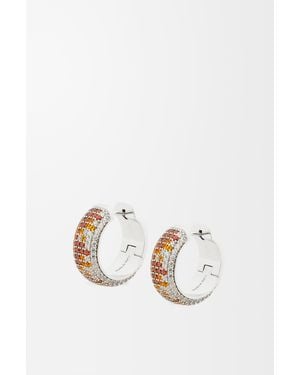 Loewe Luxury Pavé Hoop Earrings In Sterling Silver And Crystals - Multicolour