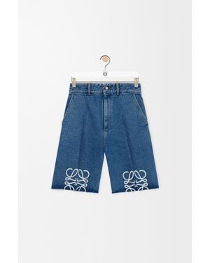 Loewe Pantalón Corto Anagram En Denim Mujer - Azul