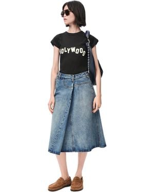 Loewe Deconstructed Skirt In Denim - Blue