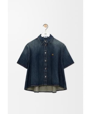 Loewe Camisa Trapecio De Manga Corta En Denim Mujer - Azul