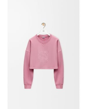 Loewe Cropped Sweatshirt In Cotton - Pink