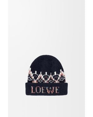 Loewe Gorro En Mezcla De Lana Mujer - Azul