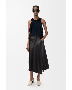 Loewe Luxury Asymmetric Skirt In Satin Nappa Lambskin - White