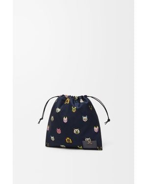 Loewe Cats Small Drawstring Pouch - Blue