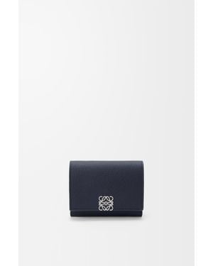 Loewe Cartera Con Tres Pliegues Anagram En Piel De Cuero Graneada Mujer - Azul