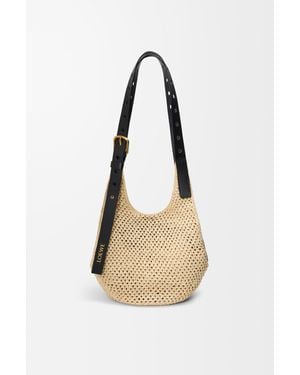 Loewe Bolso Hobo Punch Hole Pequeño En Rafia Y Piel De Cuero Mujer - Blanco