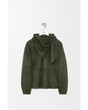 Loewe Chaqueta Con Bufanda En Ante Mujer - Verde
