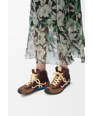 Loewe Ballet Runner 2.0 High-top In Nylon And Calfskin - Brown