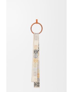 Loewe Pañuelo De Líneas Anagram En Lana, Seda Y Cashmere Mujer - Azul