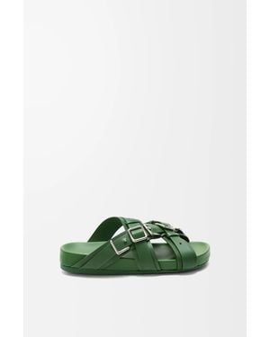 Loewe Sandalia Type Fussbett En Piel De Cuero De Curtido Vegetal Mujer - Verde