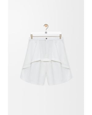 Loewe Pantalón Corto En Denim Mujer - Blanco