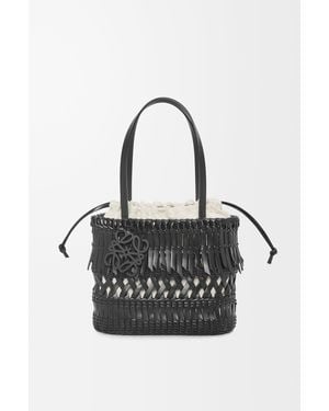 Loewe Bolso Capazo Fringe Square En Piel De Cuero Mujer - Negro