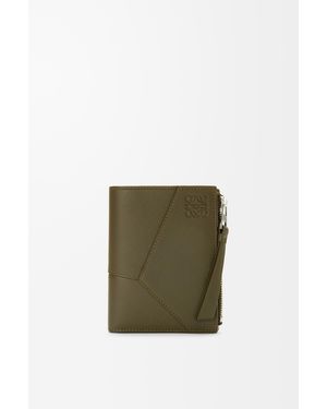 Loewe Cartera Compacta Puzzle En Piel De Cuero Clásica Hombre - Verde