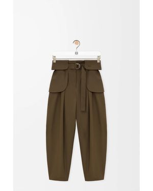 Loewe Pantalón Cargo En Algodón Y Seda Mujer - Verde