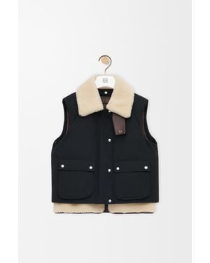 Loewe Shearling-Trimmed Cotton-Blend Vest - Black