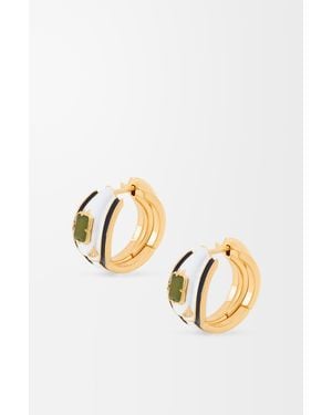 Loewe Pendientes Snake En Plata De Ley, Cristales Y Jade Mujer - Metálico