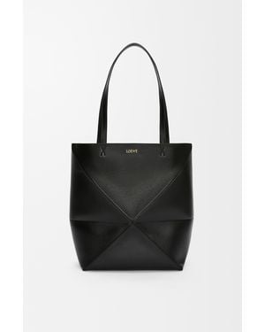 Loewe Burgundy Calfskin Puzzle Fold Tote Handbag For - Black
