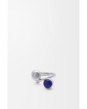 Loewe Anillo Anagram Pebble En Plata De Ley Y Lapislázuli Mujer - Blanco